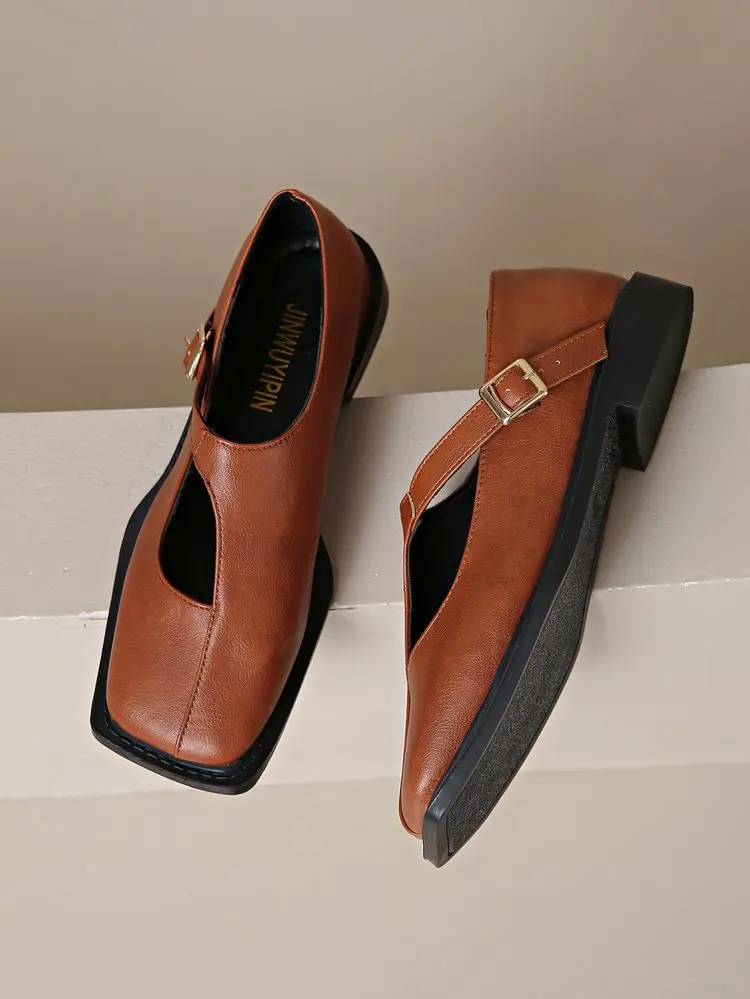 Women's Mary Janes New Comfortable Soft Soled Buckle Strap Female Footwear Elegant Single Shoes Ladies Casual Leather Shoes