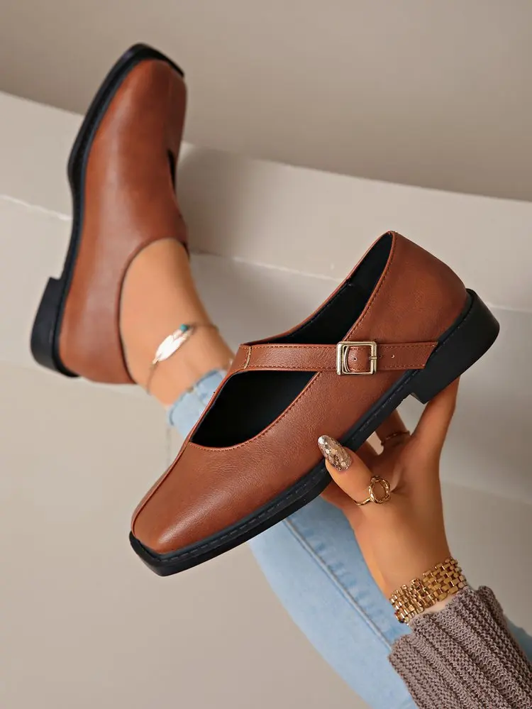 Women's Mary Janes New Comfortable Soft Soled Buckle Strap Female Footwear Elegant Single Shoes Ladies Casual Leather Shoes