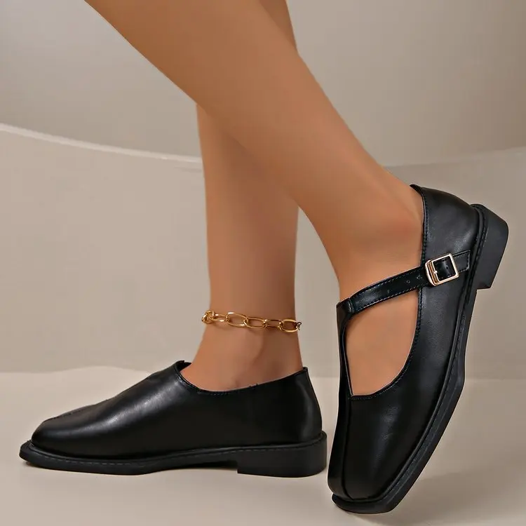 Women's Mary Janes New Comfortable Soft Soled Buckle Strap Female Footwear Elegant Single Shoes Ladies Casual Leather Shoes