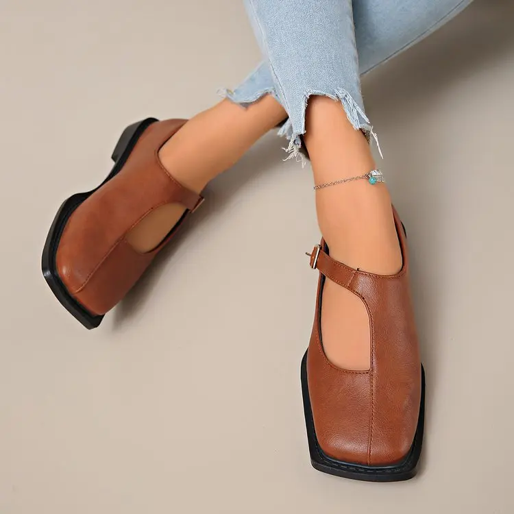 Women's Mary Janes New Comfortable Soft Soled Buckle Strap Female Footwear Elegant Single Shoes Ladies Casual Leather Shoes