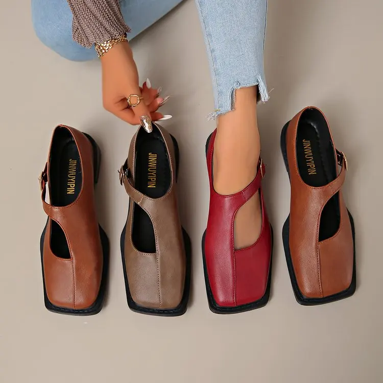 Women's Mary Janes New Comfortable Soft Soled Buckle Strap Female Footwear Elegant Single Shoes Ladies Casual Leather Shoes