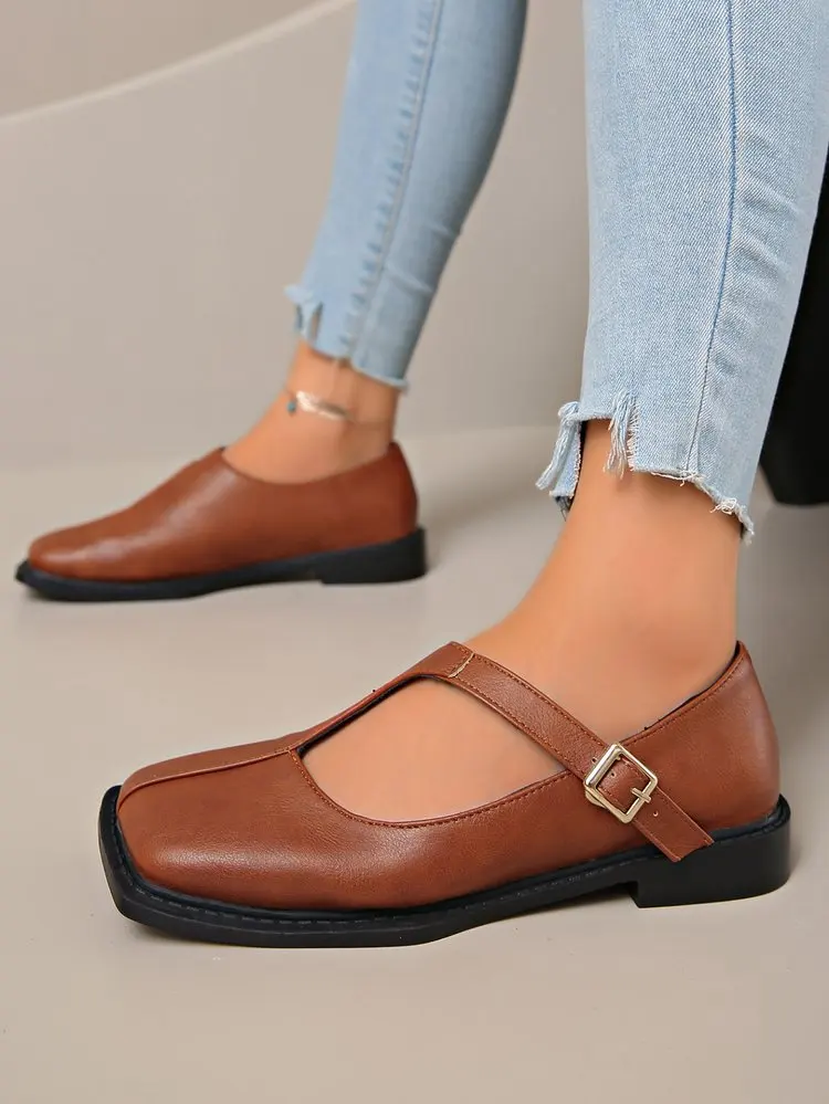 Women's Mary Janes New Comfortable Soft Soled Buckle Strap Female Footwear Elegant Single Shoes Ladies Casual Leather Shoes