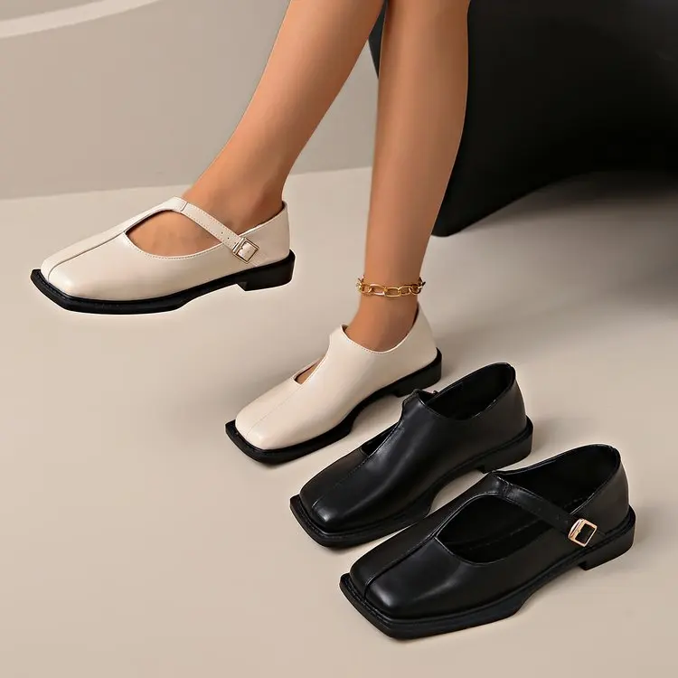Women's Mary Janes New Comfortable Soft Soled Buckle Strap Female Footwear Elegant Single Shoes Ladies Casual Leather Shoes