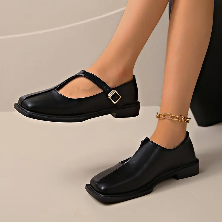 Women's Mary Janes New Comfortable Soft Soled Buckle Strap Female Footwear Elegant Single Shoes Ladies Casual Leather Shoes