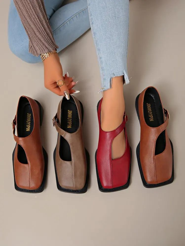 Women's Mary Janes New Comfortable Soft Soled Buckle Strap Female Footwear Elegant Single Shoes Ladies Casual Leather Shoes