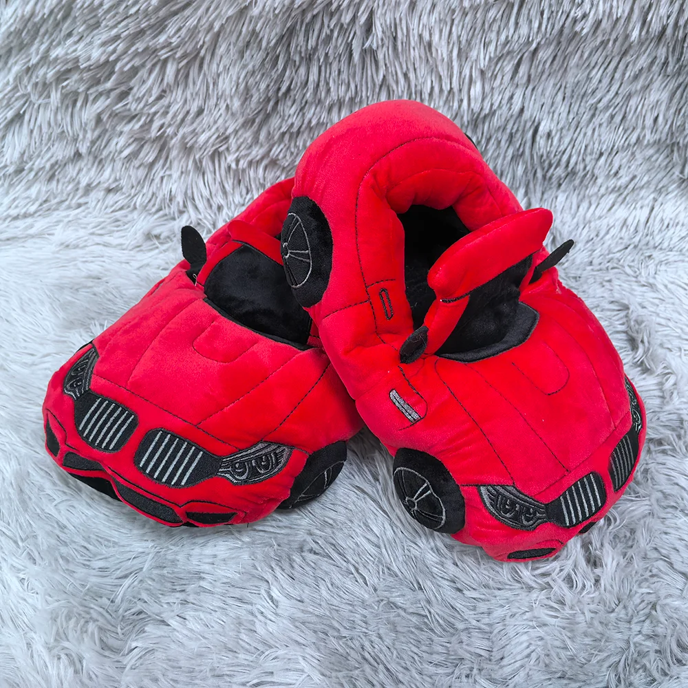 10 COLORS Vehicle Shape Plush Slippers Women Men Cartoon Car Warm Soft House Shoes Birthday Party Indoor Slipper