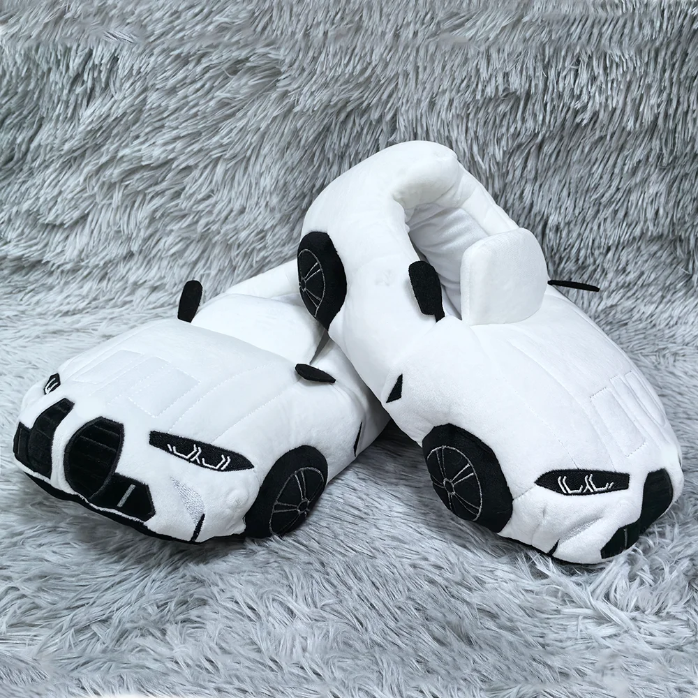 10 COLORS Vehicle Shape Plush Slippers Women Men Cartoon Car Warm Soft House Shoes Birthday Party Indoor Slipper
