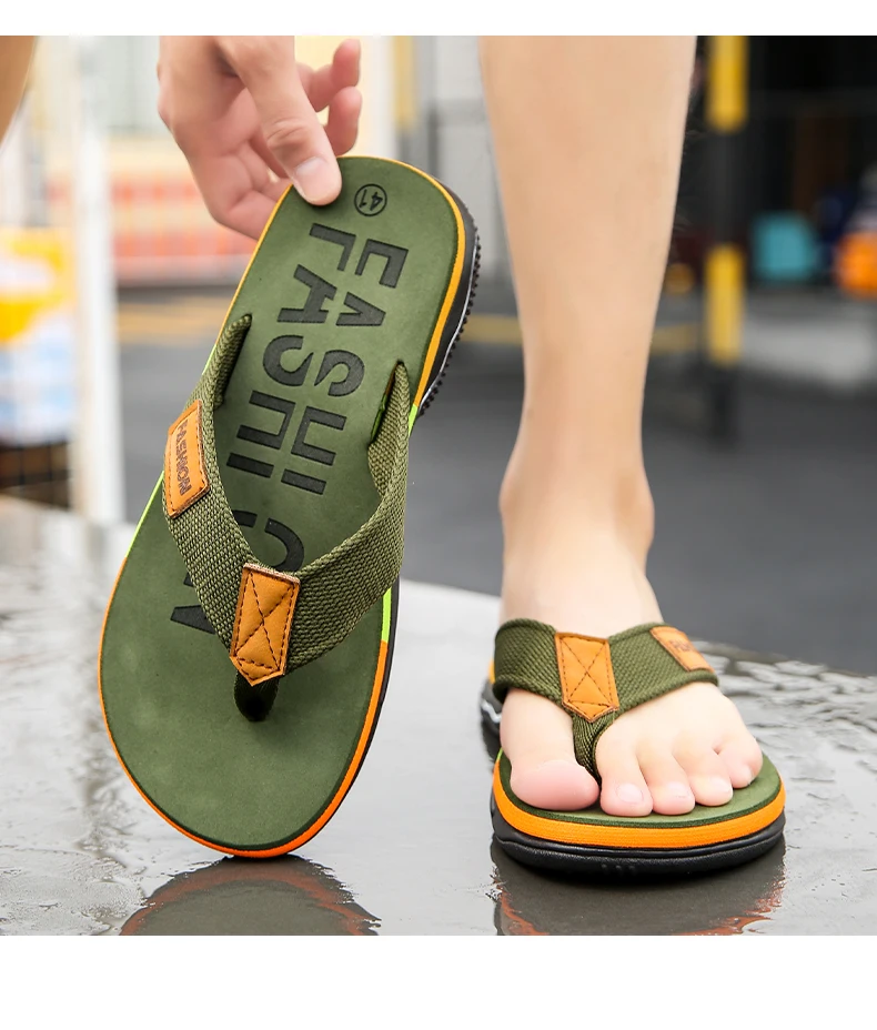 High Quality Green Men Summer Flip-Flop Non-slip Beach Slippers for Men Outdoor Flip Flops Man Fashion Slides Chinelo Masculino