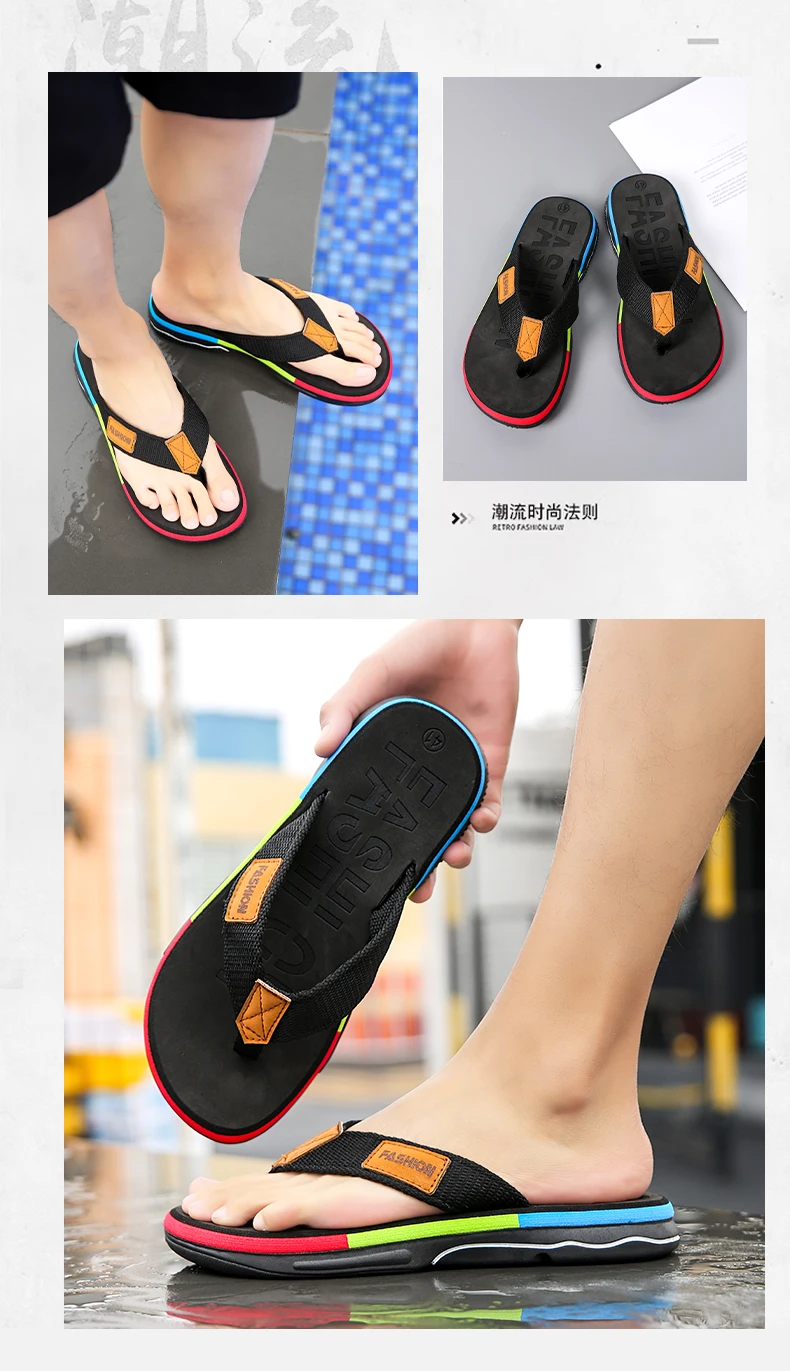 High Quality Green Men Summer Flip-Flop Non-slip Beach Slippers for Men Outdoor Flip Flops Man Fashion Slides Chinelo Masculino