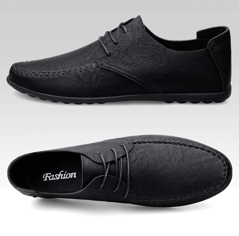 Men's leather shoes soft soles four seasons plus size casual leather shoes fashion trendy youth party Versatile driving shoes