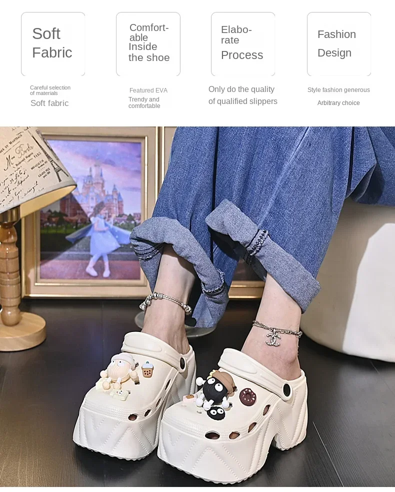 Women's Slippers 9CM High Platform Garden Fashion Clogs Shoes Women's Slippers Thick Bottom EVA Sandals Summer Girls Slippers