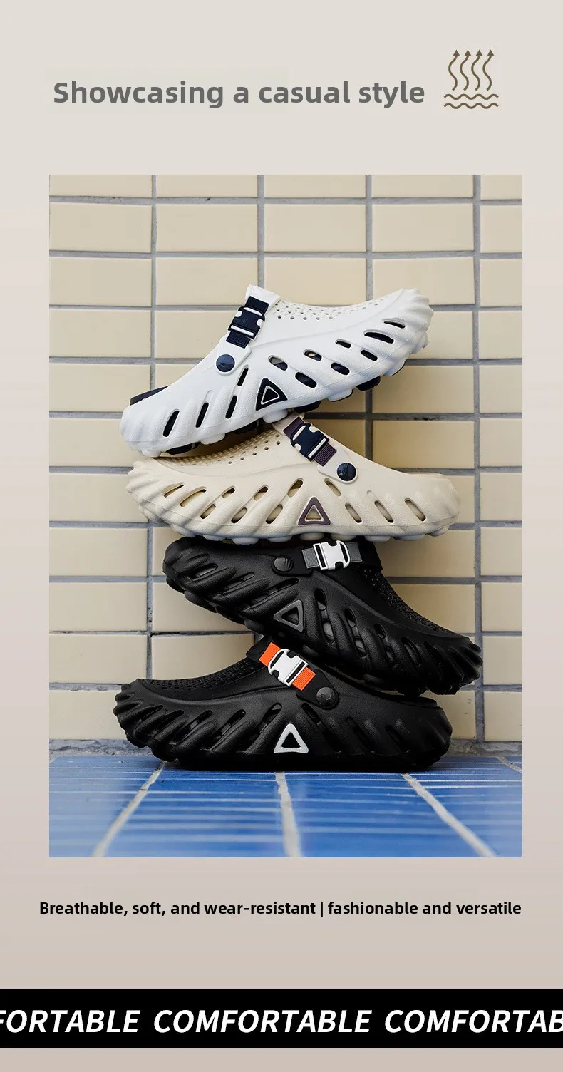 2026 New Brand Men's Slip-on Shoes - Soft and Comfortable Shoes Outdoor Waterproof Heightening Cool Shoes EVA Beach Shoes