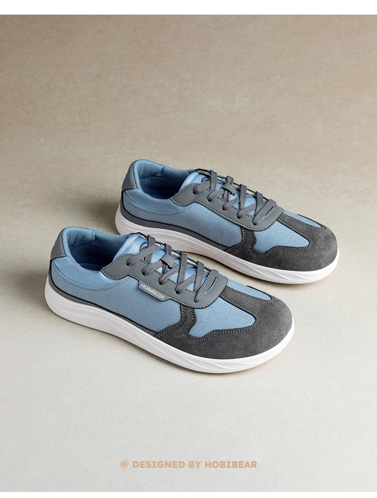 HOBIBEAR Men Women Wide Toe Box Shoes | Minimalist Artificial Leather Canvas Sneakers Lightweight Casual Lace Up Walking Shoe