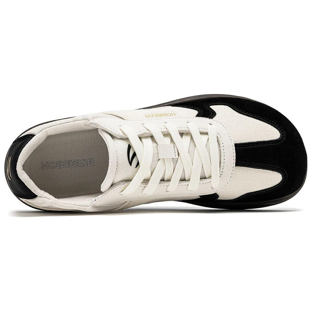 HOBIBEAR Men Women Wide Toe Box Shoes | Minimalist Artificial Leather Canvas Sneakers Lightweight Casual Lace Up Walking Shoe