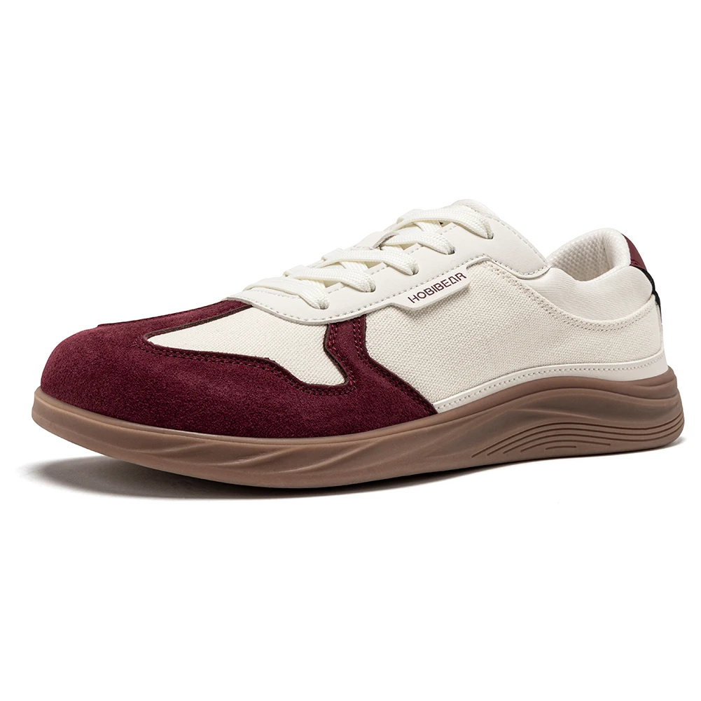 HOBIBEAR Men Women Wide Toe Box Shoes | Minimalist Artificial Leather Canvas Sneakers Lightweight Casual Lace Up Walking Shoe