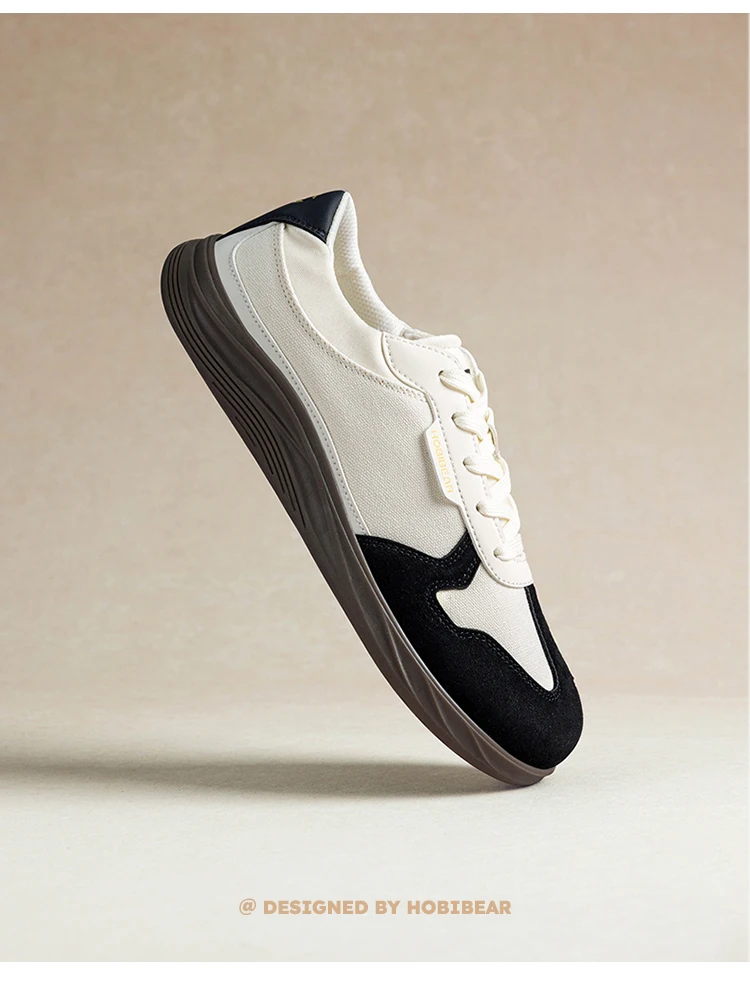 HOBIBEAR Men Women Wide Toe Box Shoes | Minimalist Artificial Leather Canvas Sneakers Lightweight Casual Lace Up Walking Shoe