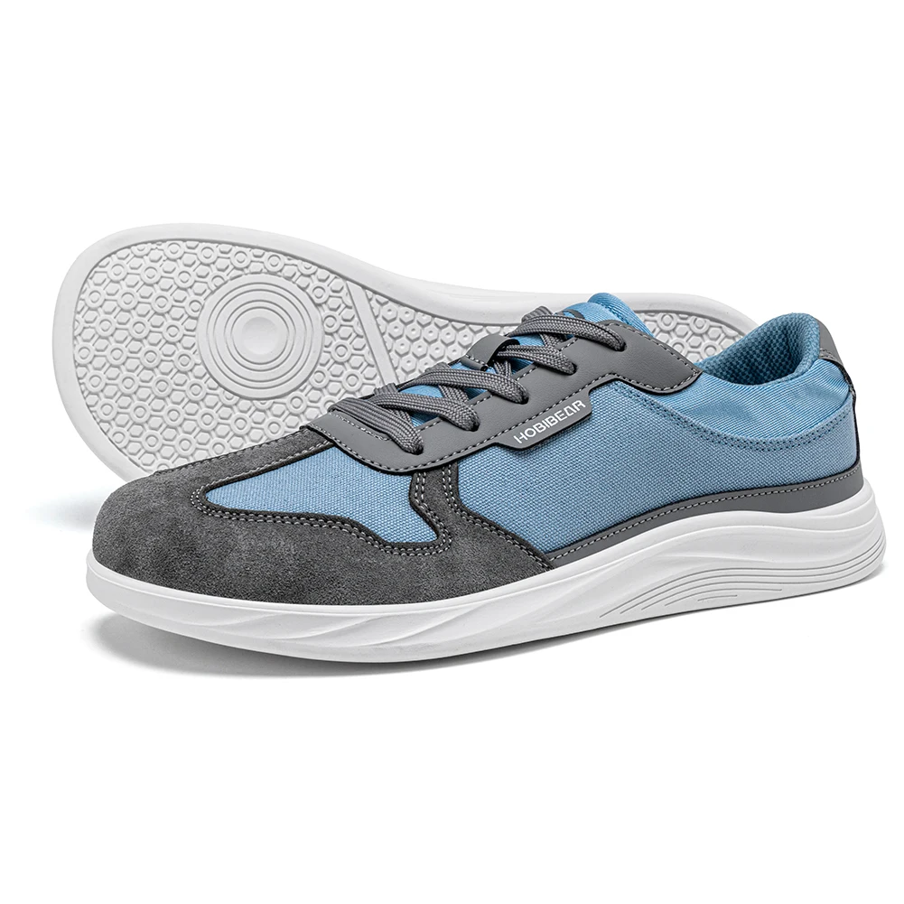 HOBIBEAR Men Women Wide Toe Box Shoes | Minimalist Artificial Leather Canvas Sneakers Lightweight Casual Lace Up Walking Shoe