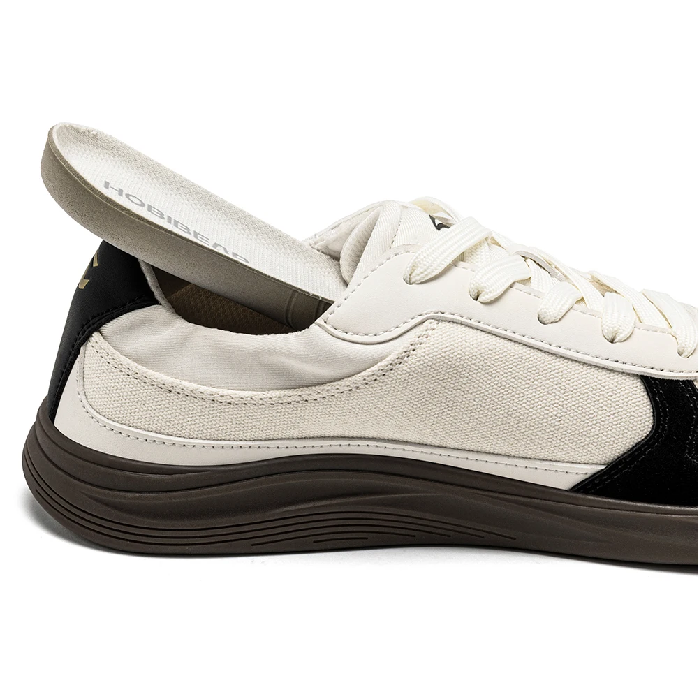 HOBIBEAR Men Women Wide Toe Box Shoes | Minimalist Artificial Leather Canvas Sneakers Lightweight Casual Lace Up Walking Shoe