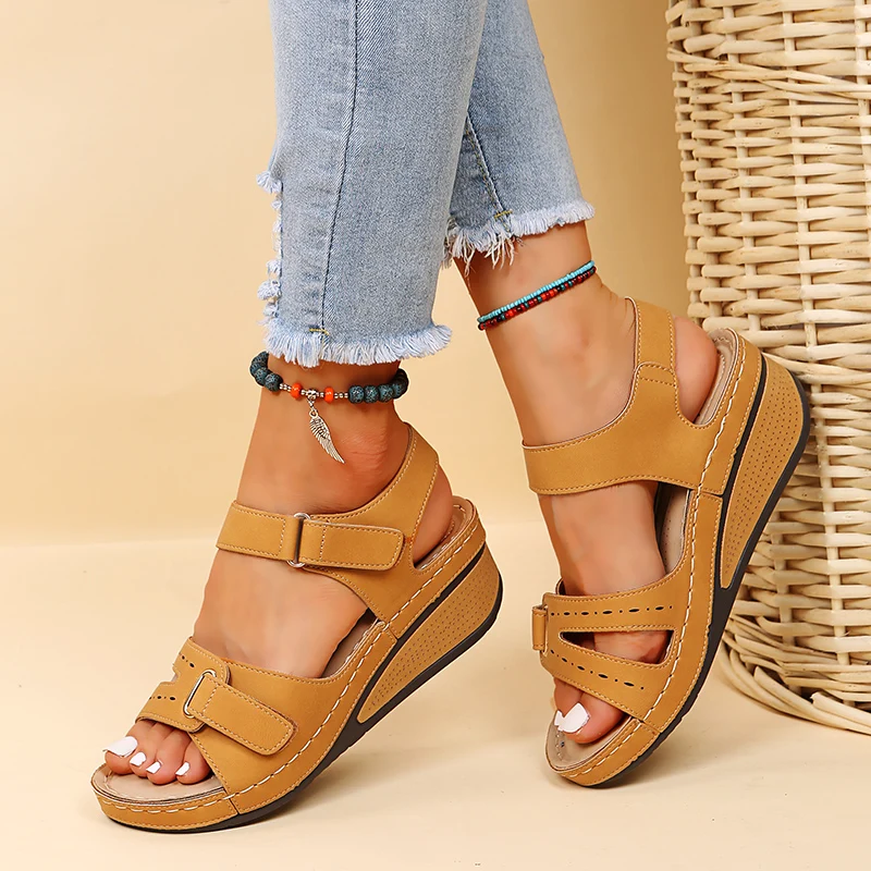2026 New Fashion Summer Women Sandals Soft Bottom Wedge Heels Platform Sandalias Mujer Elegant Shoes for Women  Big Size 35-44
