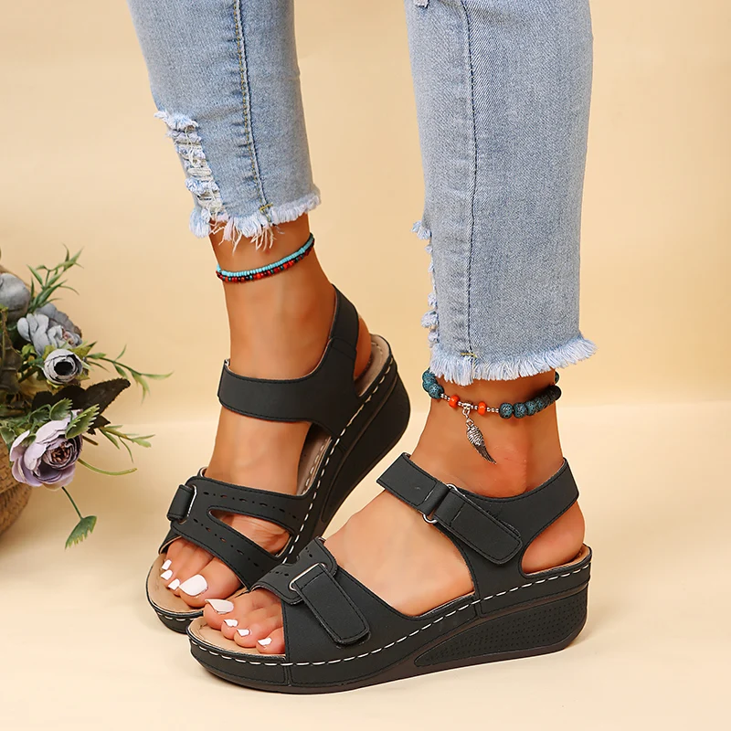 2026 New Fashion Summer Women Sandals Soft Bottom Wedge Heels Platform Sandalias Mujer Elegant Shoes for Women  Big Size 35-44