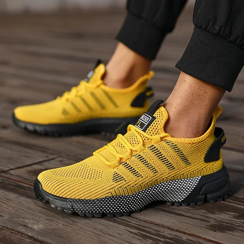 Mens All Season Breathable Mesh Sports Shoes Casual Stylish Non Slip EVA Sole Lace Up for Running Walking Outdoor Activities