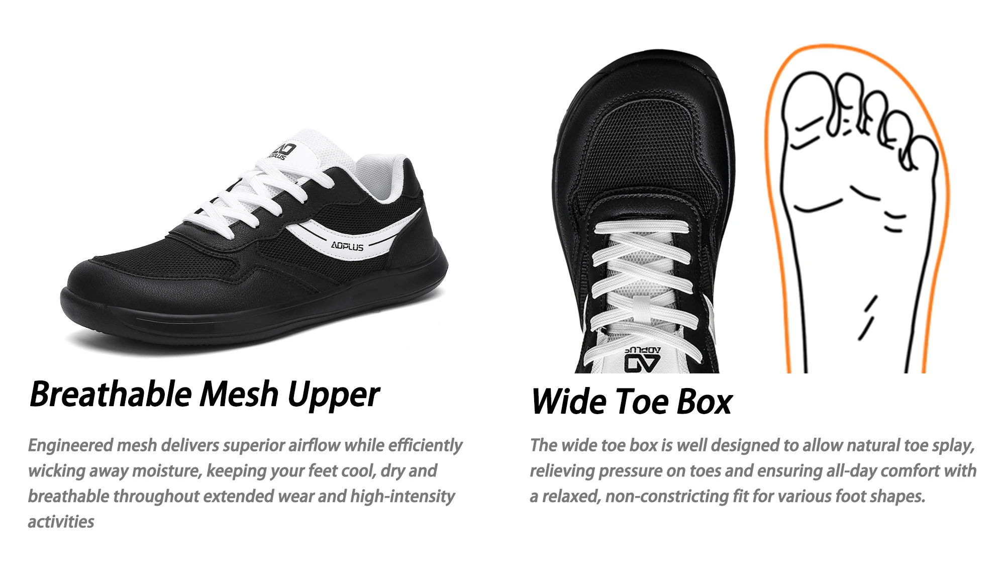 Unisex Casual Sports Sneakers Wide Fit Wide Toe Box Lightweight Breathable Comfortable Outdoor Walking Shoes For Men Women