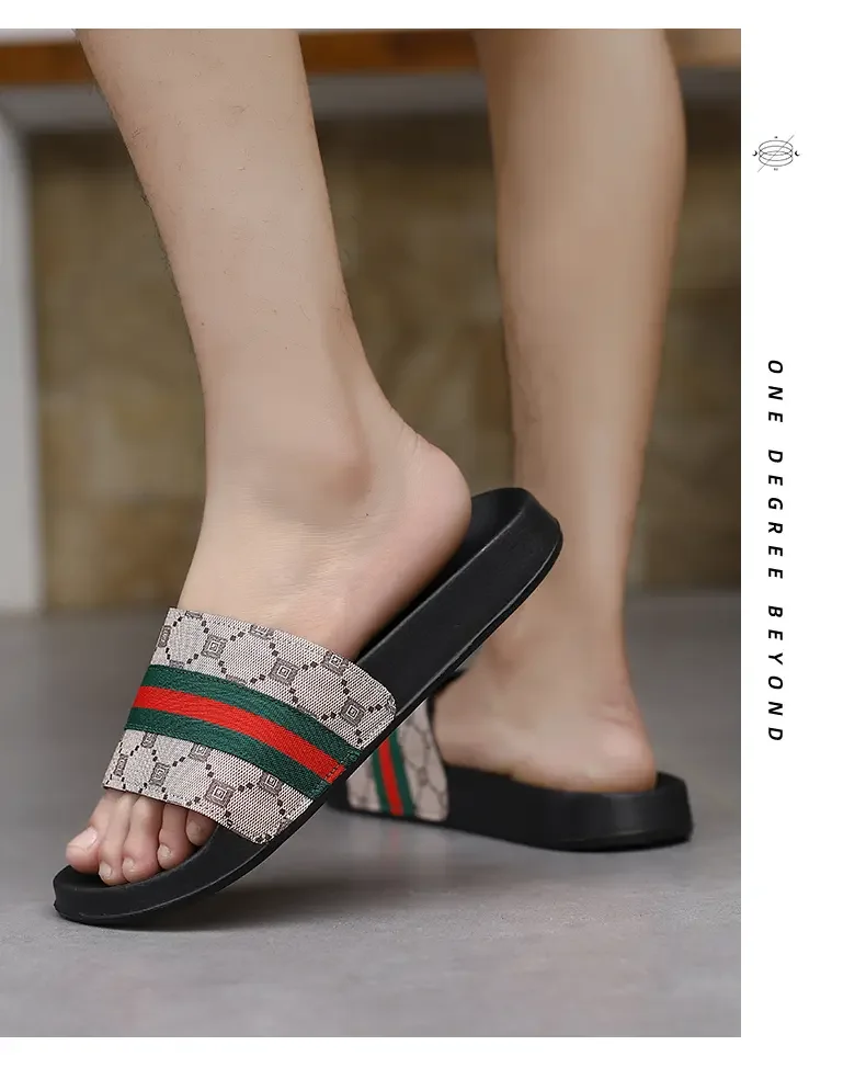 Plus Size Men's One Strap Slides, Fashion Outdoor Wear, Soft Bottom Non Slip Comfortable Casual Slippers