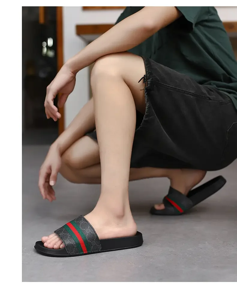 Plus Size Men's One Strap Slides, Fashion Outdoor Wear, Soft Bottom Non Slip Comfortable Casual Slippers