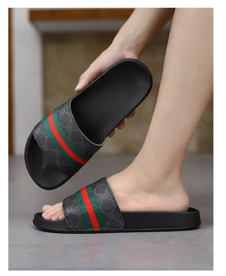 Plus Size Men's One Strap Slides, Fashion Outdoor Wear, Soft Bottom Non Slip Comfortable Casual Slippers