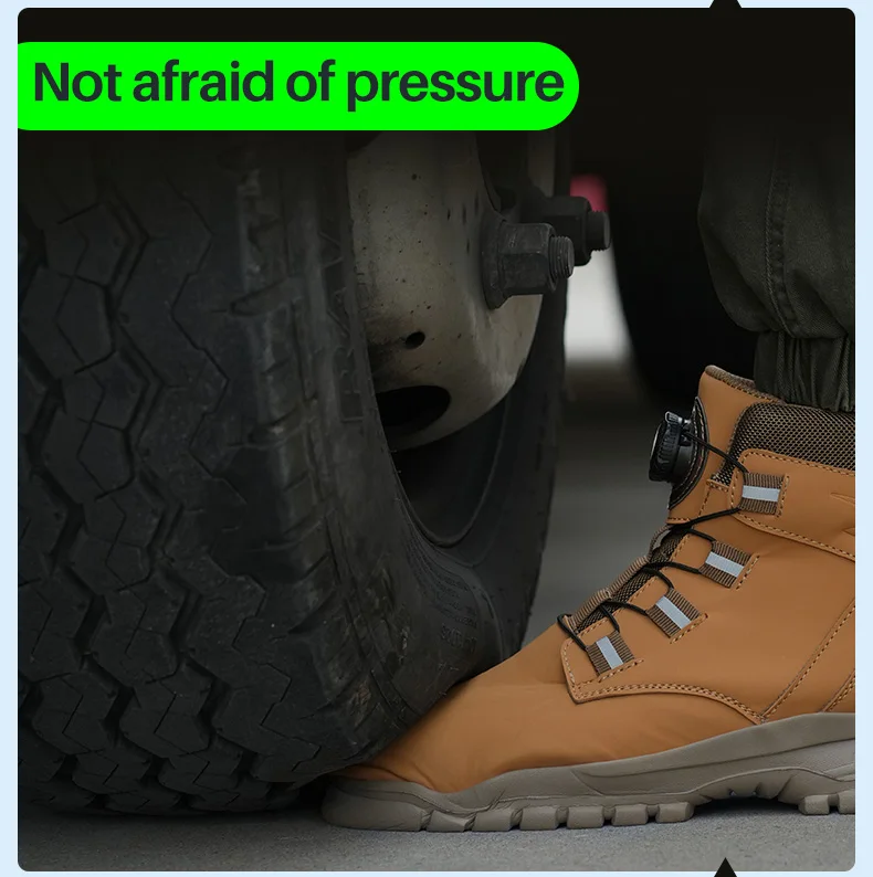 Rotating Button Work Shoes for Men Anti Puncture Protective Boots Sneakers Waterproof Work Safety Shoes Non Slip Steel Toe Shoes