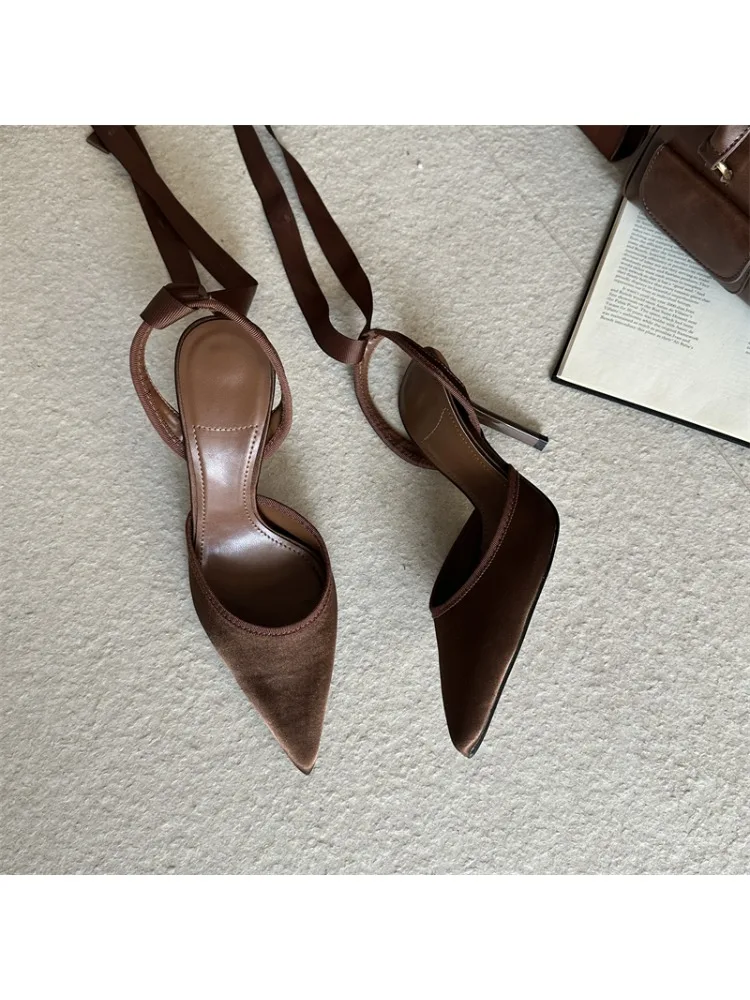 Eilyken Spring Design Sexy Ankle Strap Pumps Woman Sandals Pointed Toe Stiletto Heels Mesh Ladies Shoes Zapatillas De Mujer