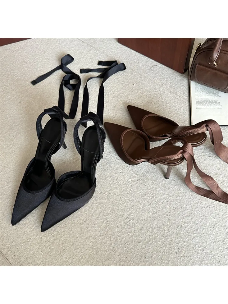Eilyken Spring Design Sexy Ankle Strap Pumps Woman Sandals Pointed Toe Stiletto Heels Mesh Ladies Shoes Zapatillas De Mujer