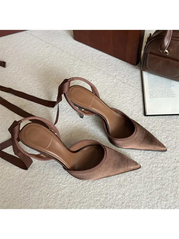 Eilyken Spring Design Sexy Ankle Strap Pumps Woman Sandals Pointed Toe Stiletto Heels Mesh Ladies Shoes Zapatillas De Mujer