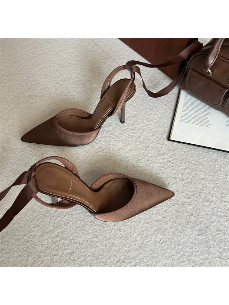 Eilyken Spring Design Sexy Ankle Strap Pumps Woman Sandals Pointed Toe Stiletto Heels Mesh Ladies Shoes Zapatillas De Mujer