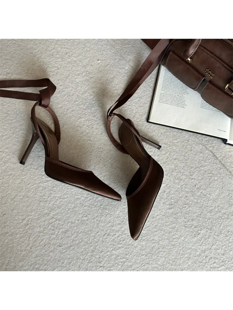 Eilyken Spring Design Sexy Ankle Strap Pumps Woman Sandals Pointed Toe Stiletto Heels Mesh Ladies Shoes Zapatillas De Mujer