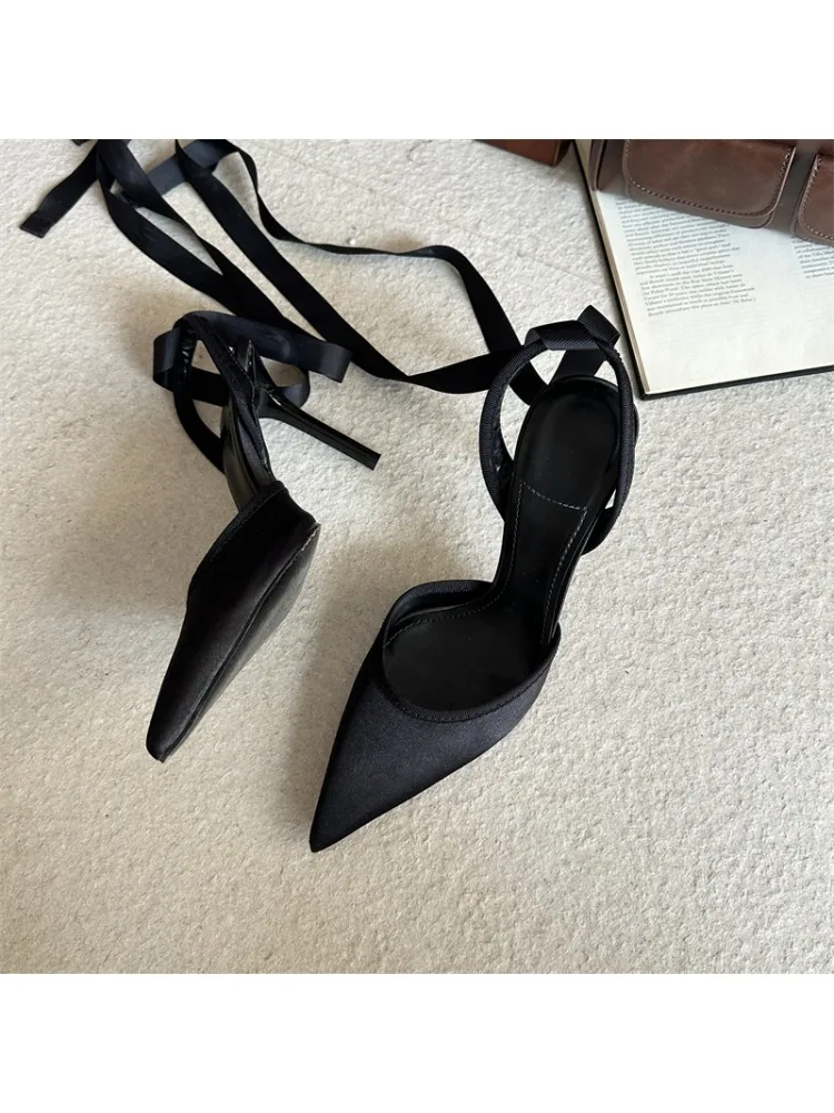 Eilyken Spring Design Sexy Ankle Strap Pumps Woman Sandals Pointed Toe Stiletto Heels Mesh Ladies Shoes Zapatillas De Mujer