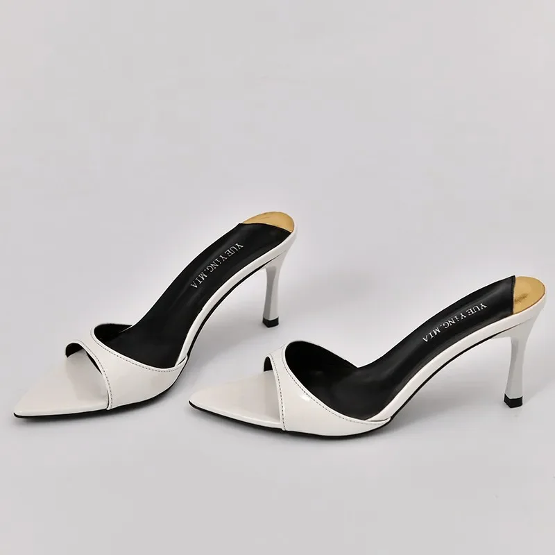 2025 Summer New Large Size Pointed Thin High Heels Slippers Women Wear A Word Fashion Sandals