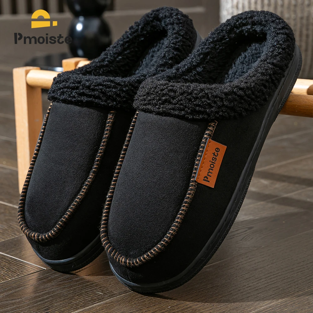Winter Warm Men's Slippers TPR Sole Memory Foam Pad Antiskid Soft Comfortable Flat Bottom Men's Indoor Shoes