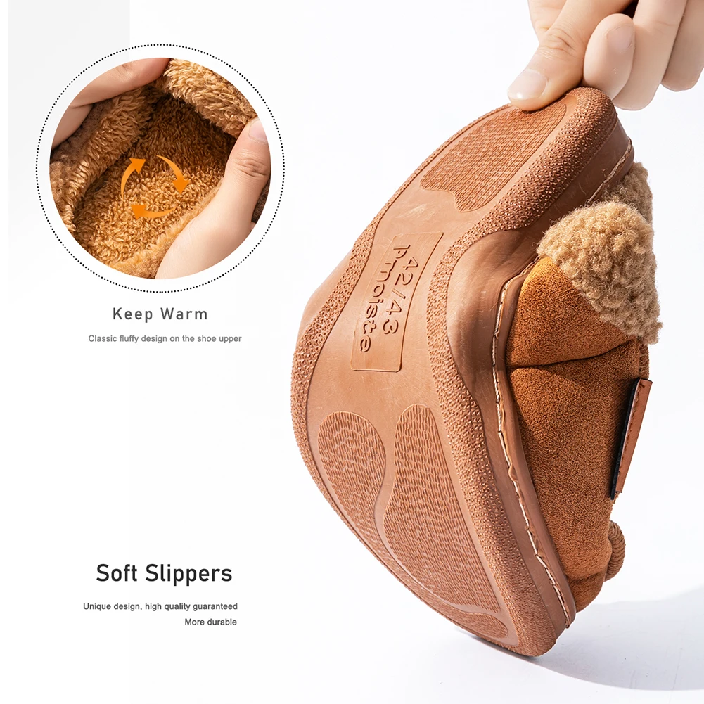 Winter Warm Men's Slippers TPR Sole Memory Foam Pad Antiskid Soft Comfortable Flat Bottom Men's Indoor Shoes