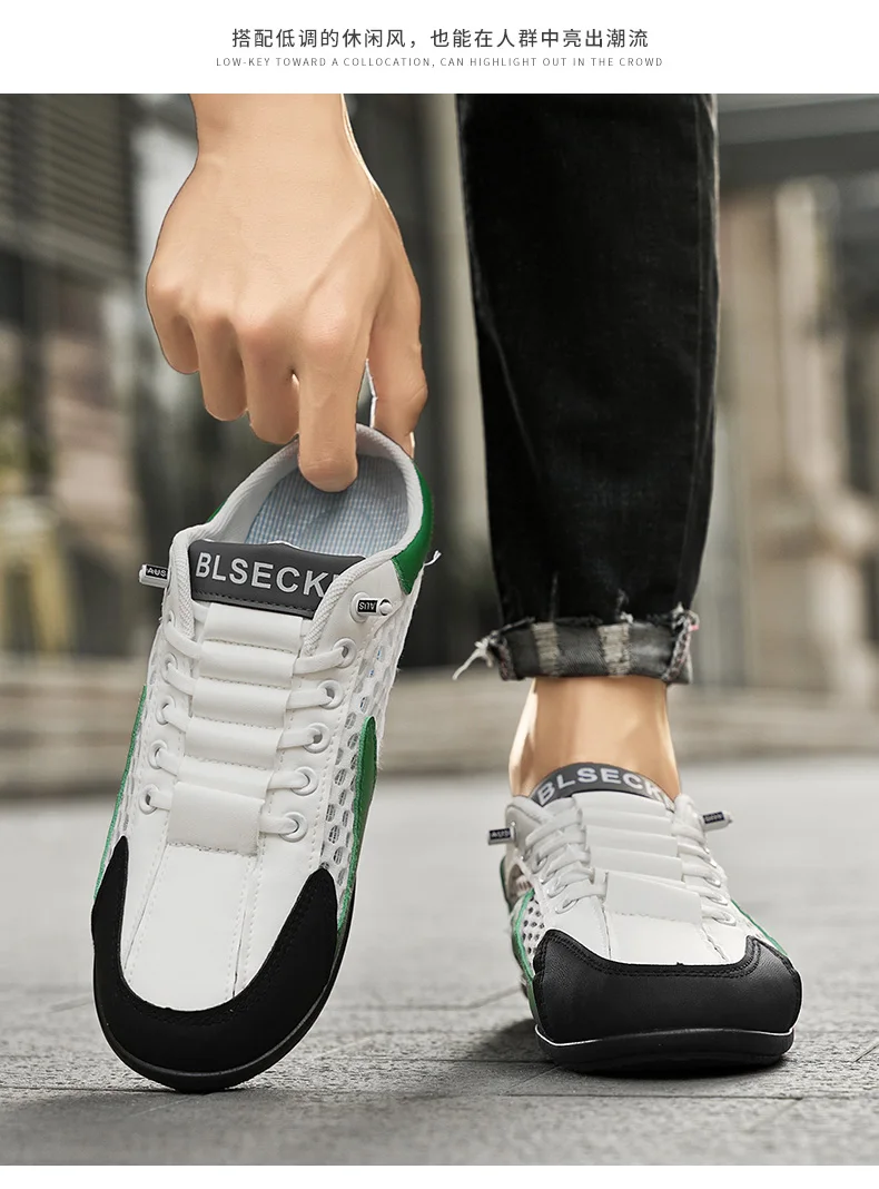 2026 Summer New Style Closed-Toe Half-Slip Men's Shoes with Breathable Mesh Slip-On Design, Fashionable and Breathable Loafers