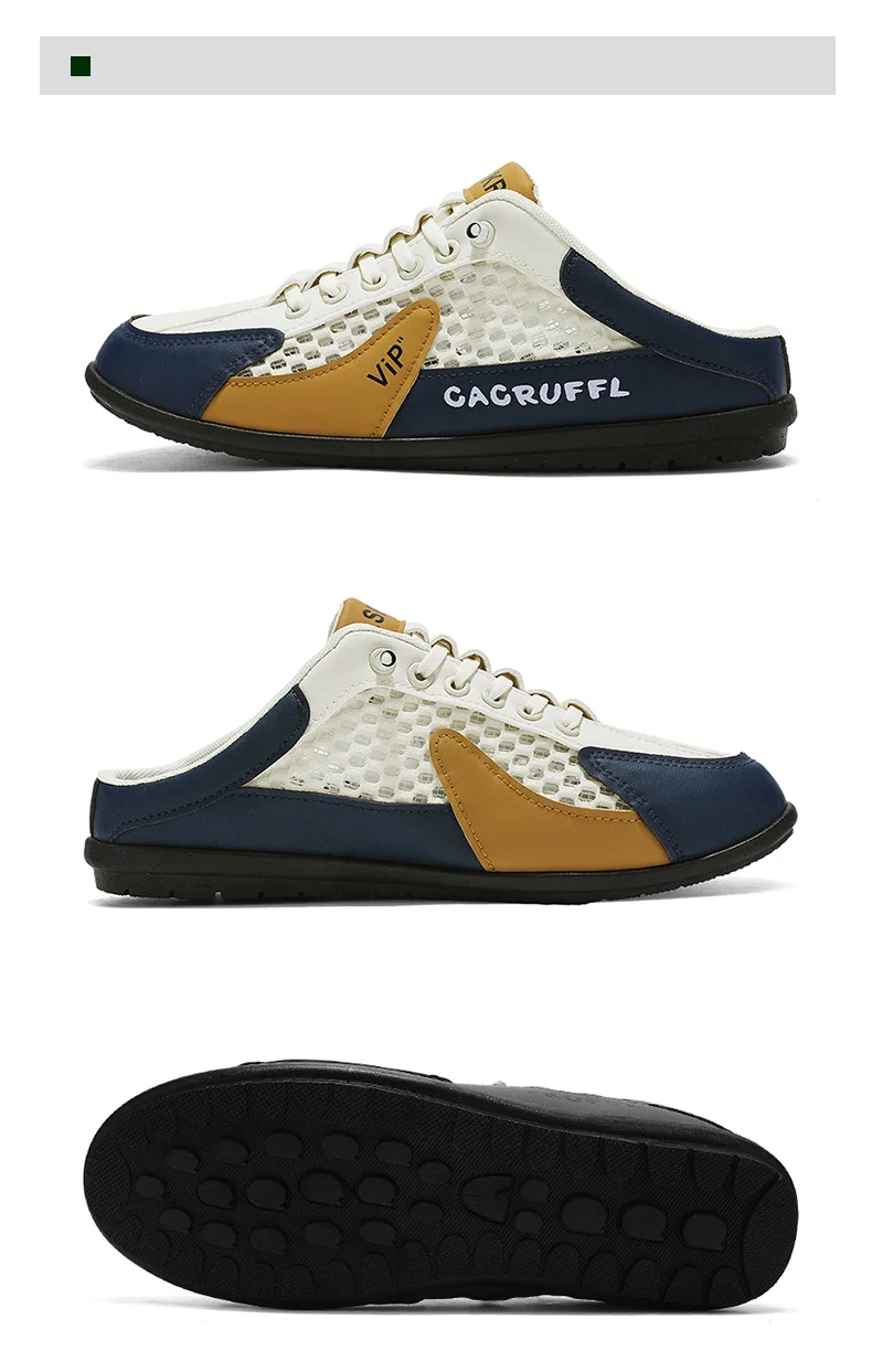 2026 Summer New Style Closed-Toe Half-Slip Men's Shoes with Breathable Mesh Slip-On Design, Fashionable and Breathable Loafers