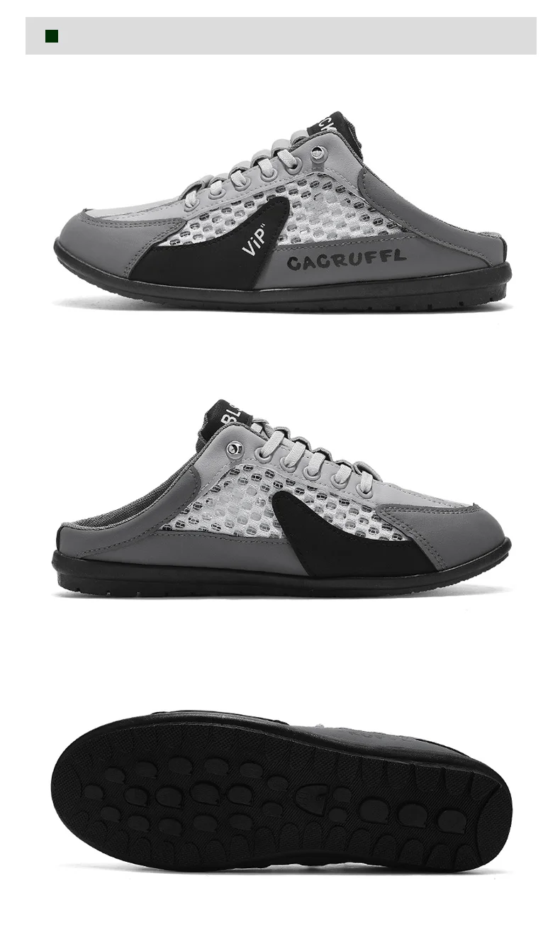 2026 Summer New Style Closed-Toe Half-Slip Men's Shoes with Breathable Mesh Slip-On Design, Fashionable and Breathable Loafers