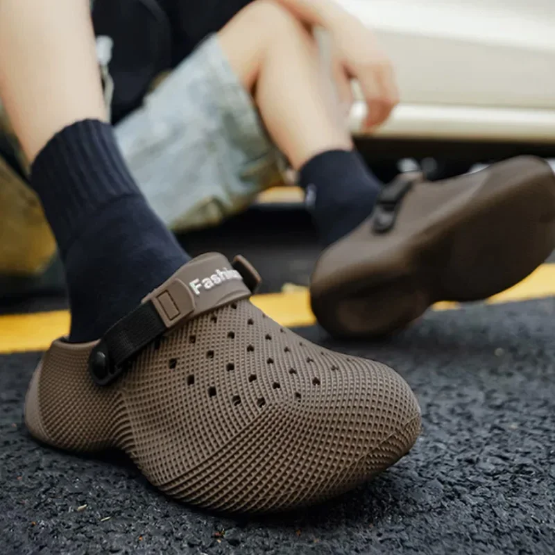 Chunky Platform 3D Design Men's Sandals Summer 2026 Slip-On Non-Slip Sport Sandals for Outdoor Thick Bottom EVA Beach Slippers
