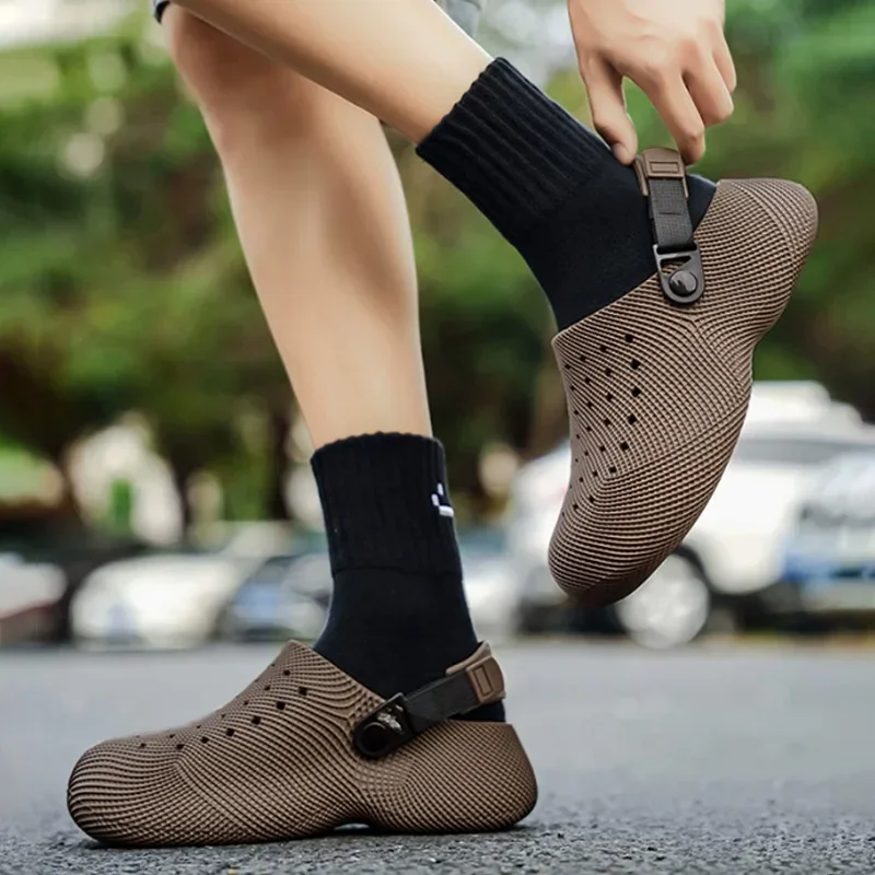 Chunky Platform 3D Design Men's Sandals Summer 2026 Slip-On Non-Slip Sport Sandals for Outdoor Thick Bottom EVA Beach Slippers