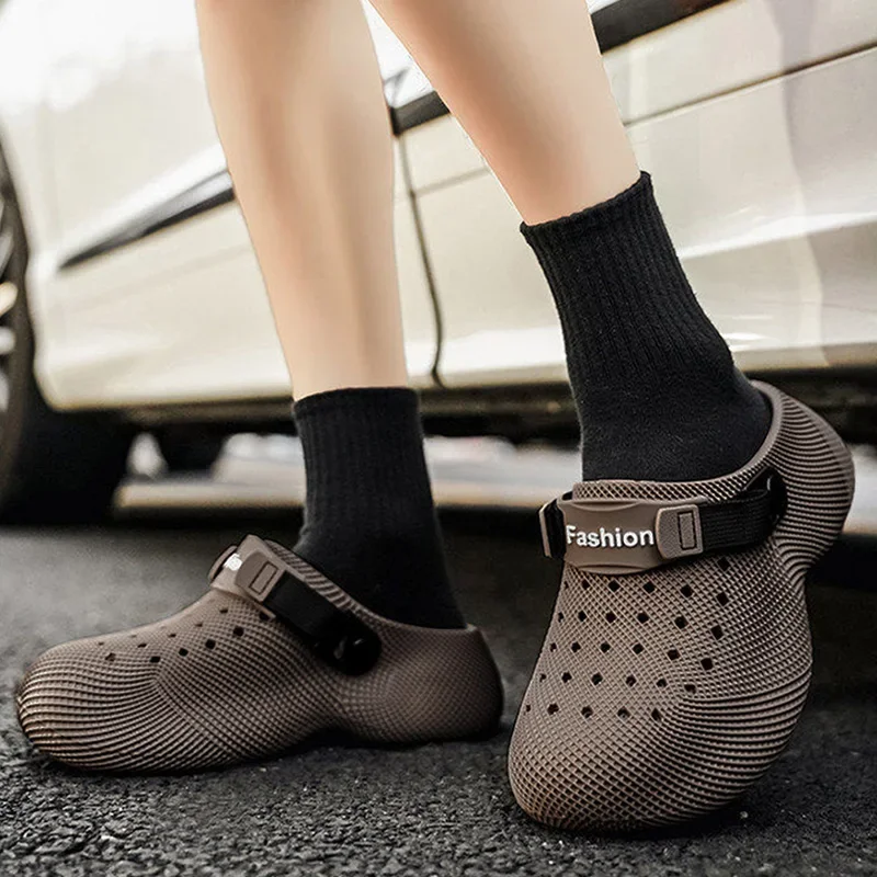 Chunky Platform 3D Design Men's Sandals Summer 2026 Slip-On Non-Slip Sport Sandals for Outdoor Thick Bottom EVA Beach Slippers