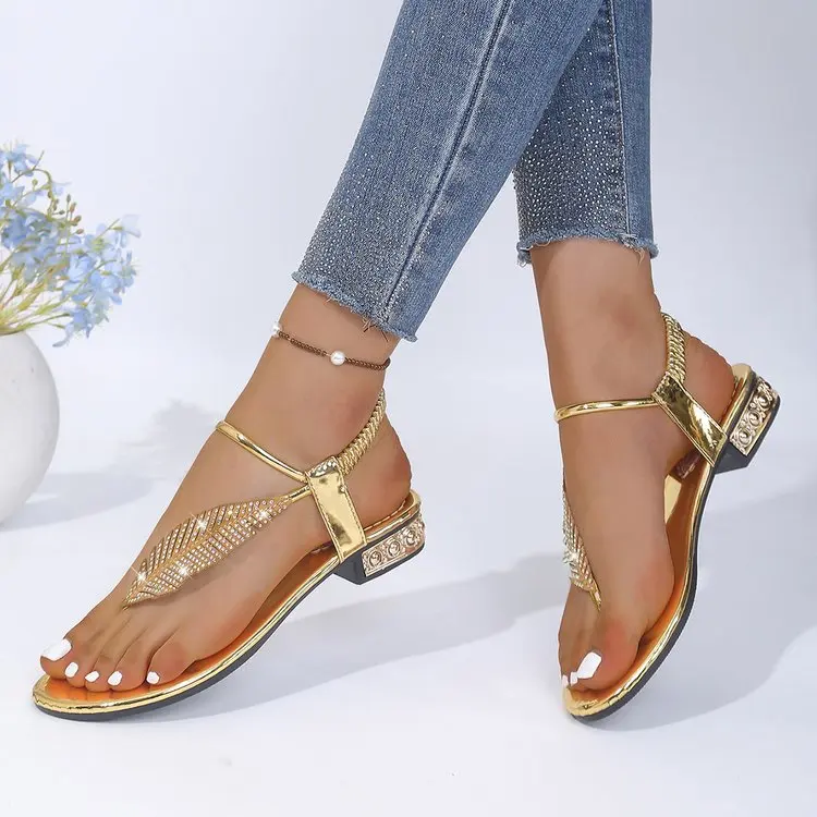 2026 New Women Sandals Fashion Rhinestone Decoration Sandals Simple Comfortable Casual Woman Shoes Designer Lightweight Shoes