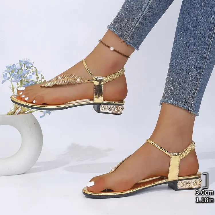 2026 New Women Sandals Fashion Rhinestone Decoration Sandals Simple Comfortable Casual Woman Shoes Designer Lightweight Shoes