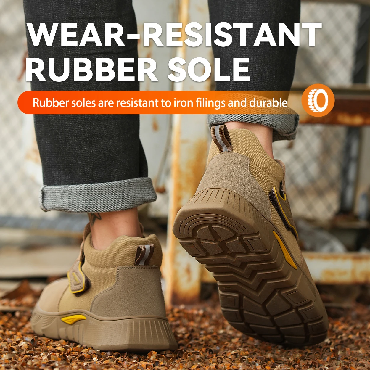 Brown Welding Work Boots for Men Women Slip on Steel Toe Safety Shoes Comfortable Work Boots Puncture Proof Construction Shoes
