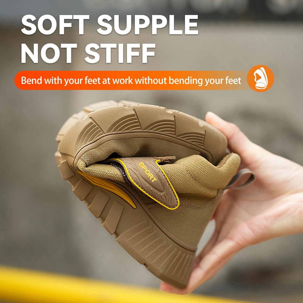 Brown Welding Work Boots for Men Women Slip on Steel Toe Safety Shoes Comfortable Work Boots Puncture Proof Construction Shoes