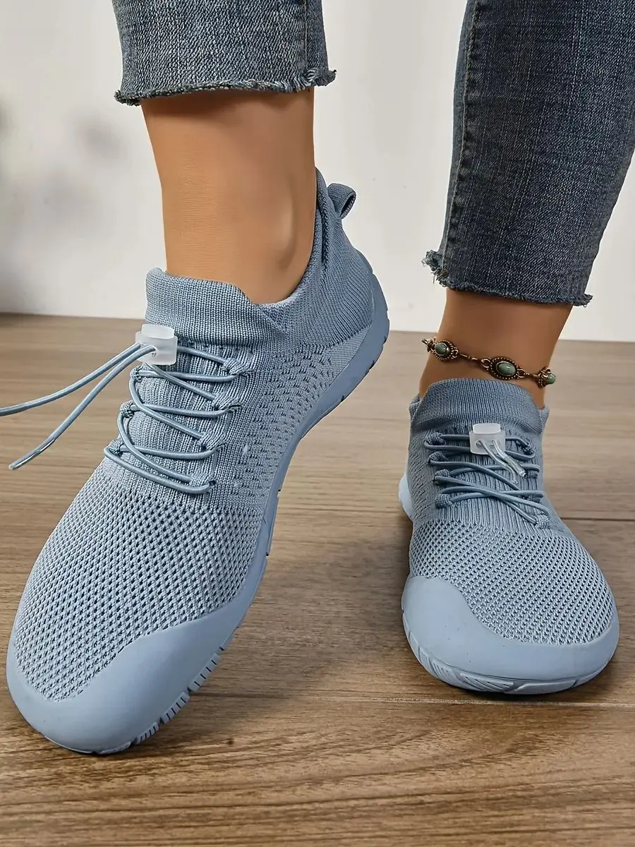 Casual Women's Wide Fit Sneakers Flats Minimalist Breathable Wide Width Sneakers Mesh Barefoot Walking Shoes
